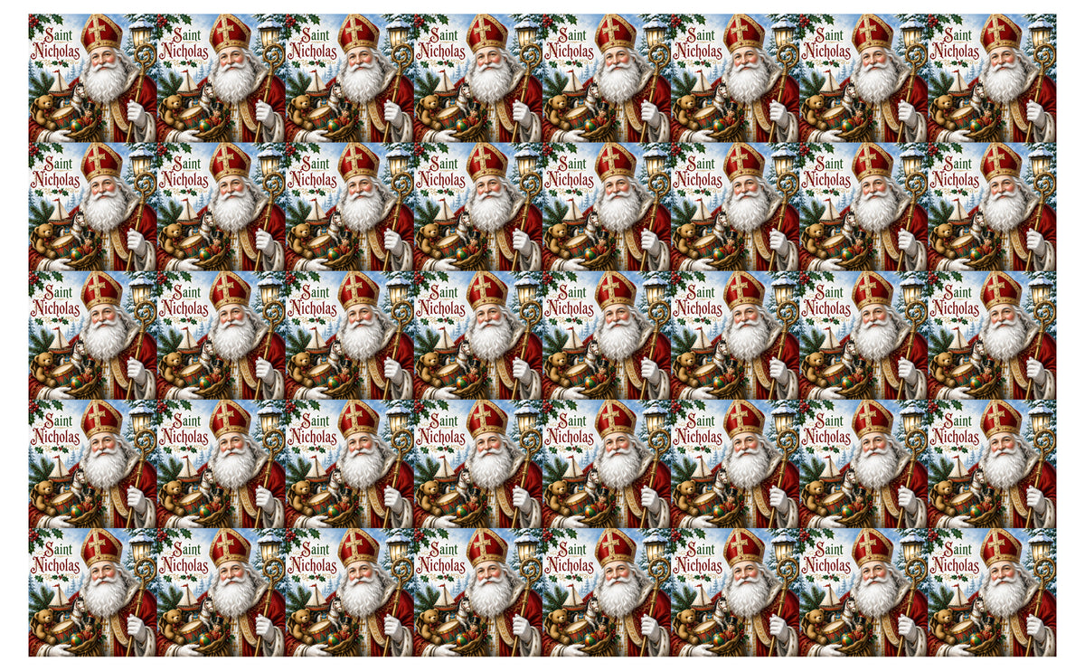 DecoCraft - Studio 1375 - Scenic Tiles Series - Christmas Postcards - St. Nicholas and Christmas Treasures