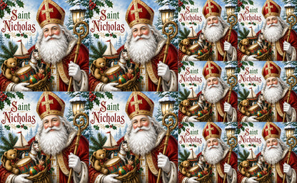 DecoCraft - Studio 1375 - Scenic Tiles Series - Christmas Postcards - St. Nicholas and Christmas Treasures