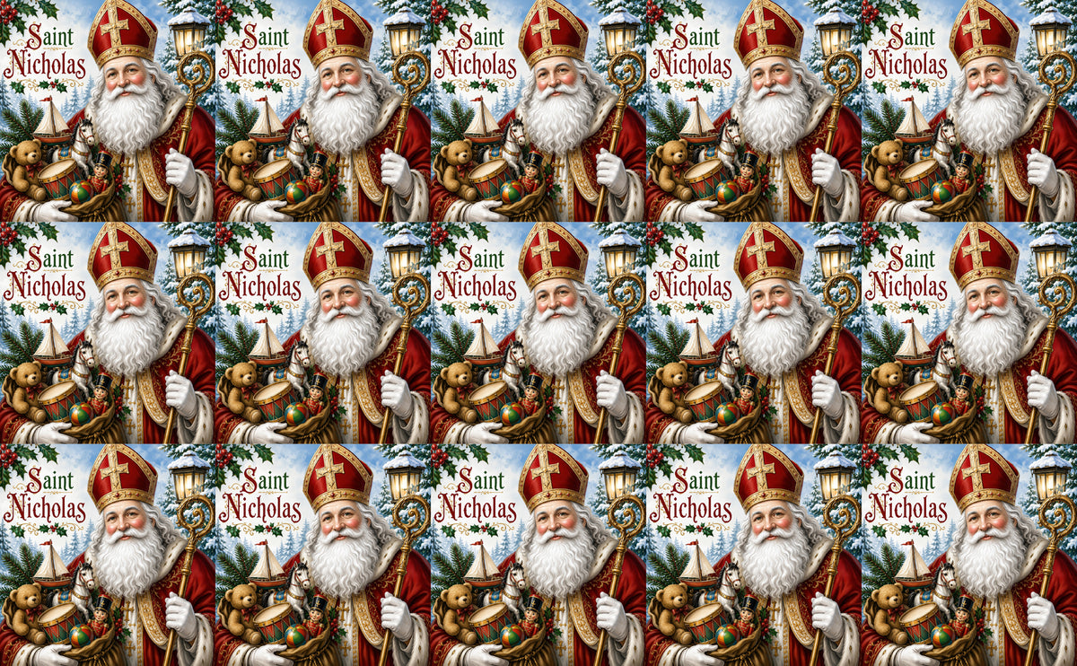 DecoCraft - Studio 1375 - Scenic Tiles Series - Christmas Postcards - St. Nicholas and Christmas Treasures