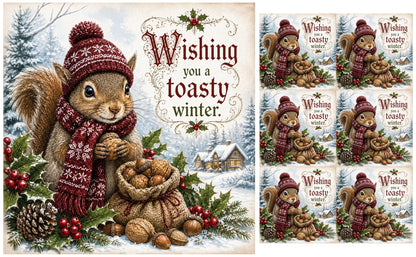 DecoCraft - Studio 1375 - Scenic Tiles Series - Christmas Postcards - Winters Little Gatherer