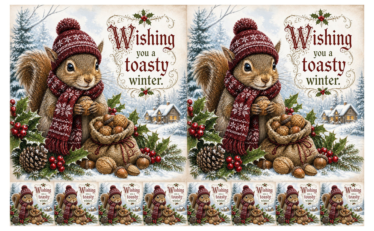 DecoCraft - Studio 1375 - Scenic Tiles Series - Christmas Postcards - Winters Little Gatherer
