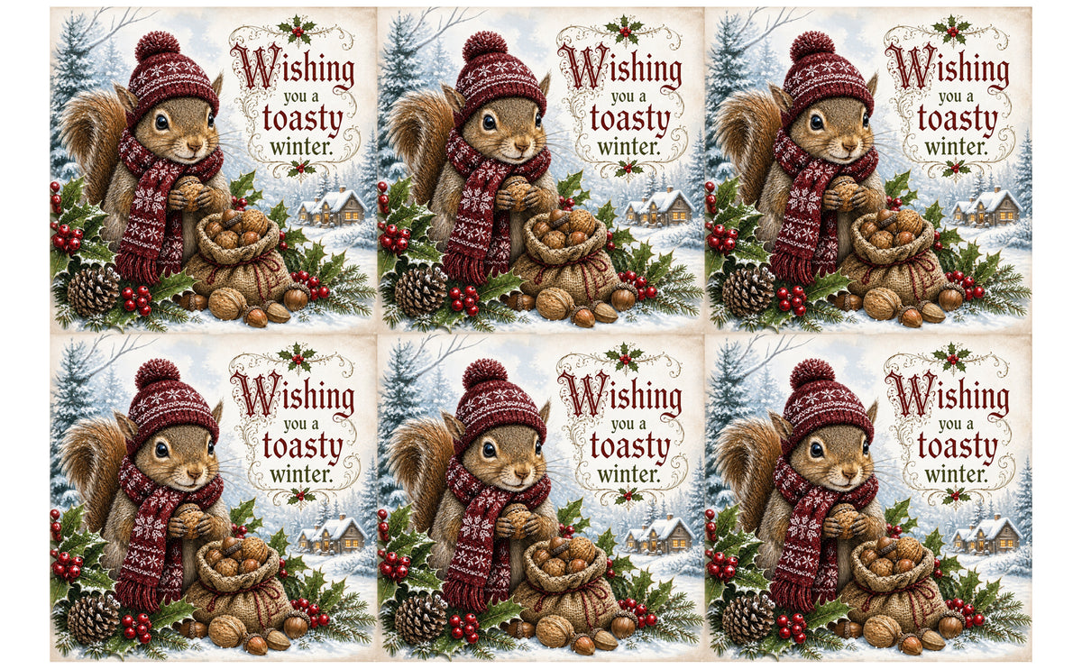 DecoCraft - Studio 1375 - Scenic Tiles Series - Christmas Postcards - Winters Little Gatherer