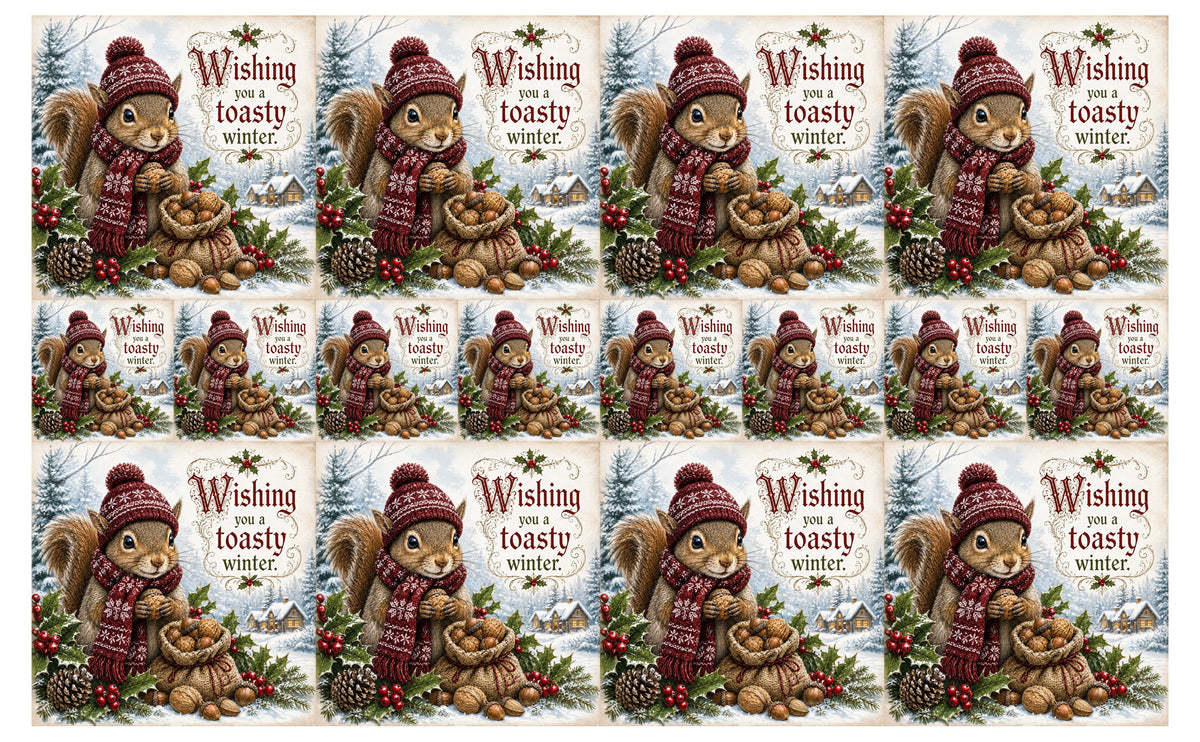 DecoCraft - Studio 1375 - Scenic Tiles Series - Christmas Postcards - Winters Little Gatherer
