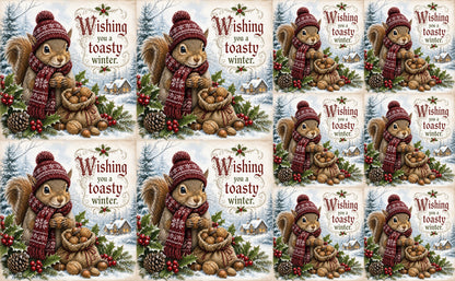 DecoCraft - Studio 1375 - Scenic Tiles Series - Christmas Postcards - Winters Little Gatherer