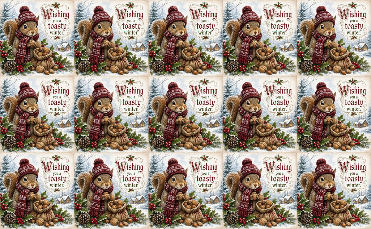 DecoCraft - Studio 1375 - Scenic Tiles Series - Christmas Postcards - Winters Little Gatherer