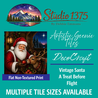 DecoCraft - Studio 1375 - Scenic Tiles Series - Vintage Santa - A Treat Before Flight