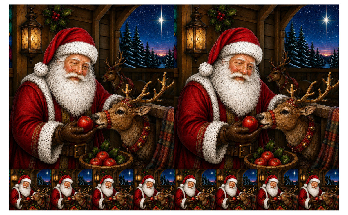 DecoCraft - Studio 1375 - Scenic Tiles Series - Vintage Santa - A Treat Before Flight