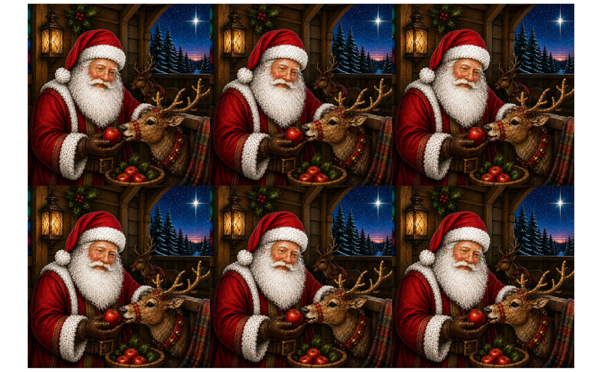 DecoCraft - Studio 1375 - Scenic Tiles Series - Vintage Santa - A Treat Before Flight