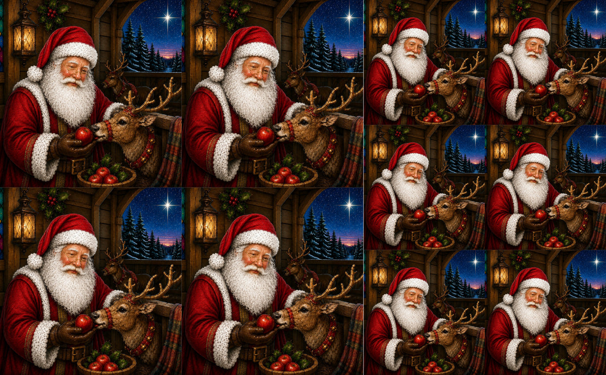 DecoCraft - Studio 1375 - Scenic Tiles Series - Vintage Santa - A Treat Before Flight
