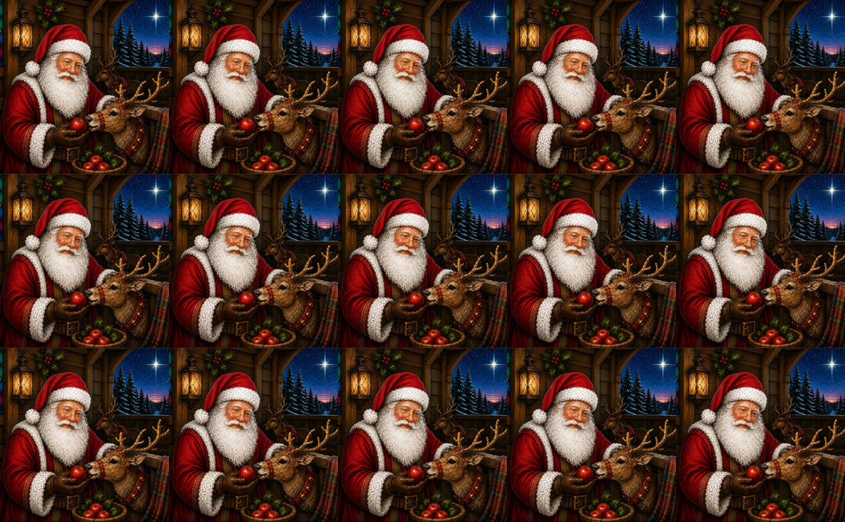 DecoCraft - Studio 1375 - Scenic Tiles Series - Vintage Santa - A Treat Before Flight