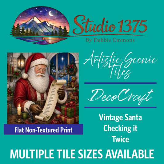 DecoCraft - Studio 1375 - Scenic Tiles Series - Vintage Santa - Checking it Twice