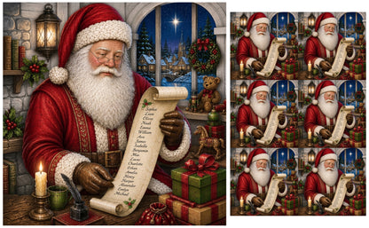 DecoCraft - Studio 1375 - Scenic Tiles Series - Vintage Santa - Checking it Twice