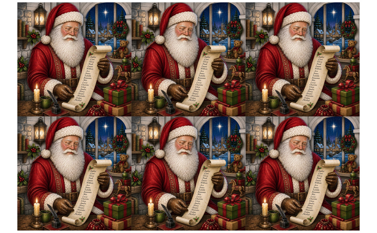 DecoCraft - Studio 1375 - Scenic Tiles Series - Vintage Santa - Checking it Twice