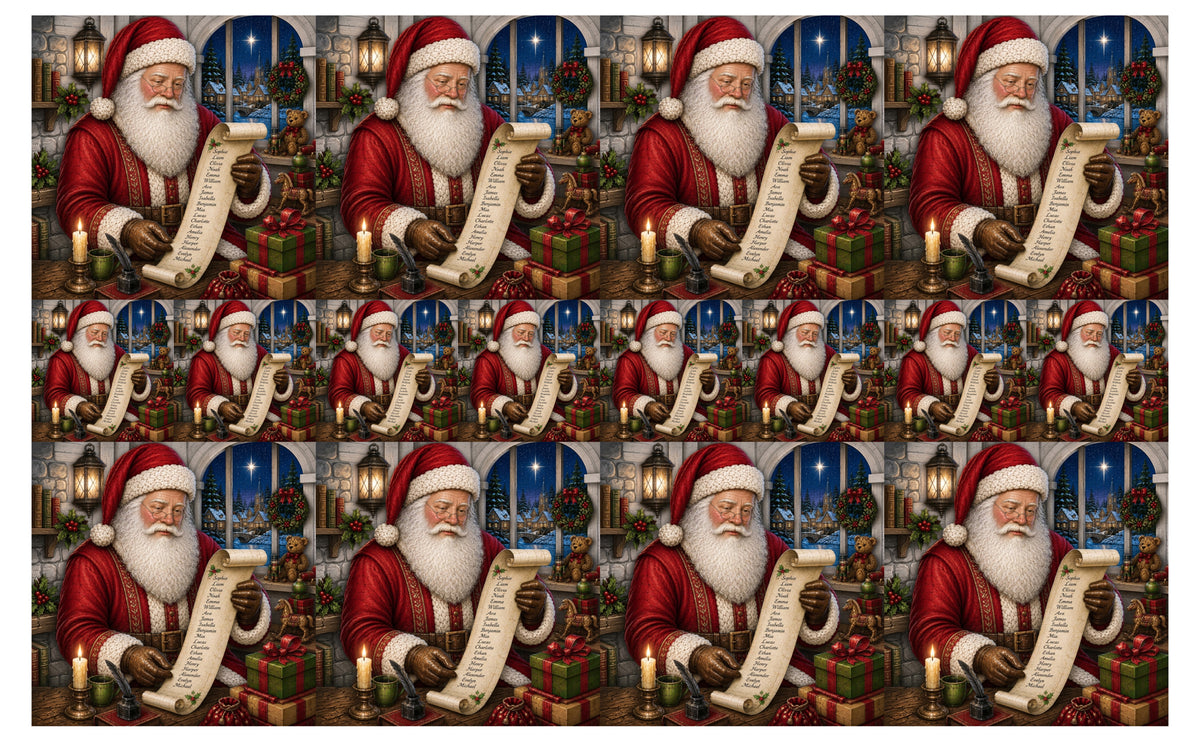 DecoCraft - Studio 1375 - Scenic Tiles Series - Vintage Santa - Checking it Twice