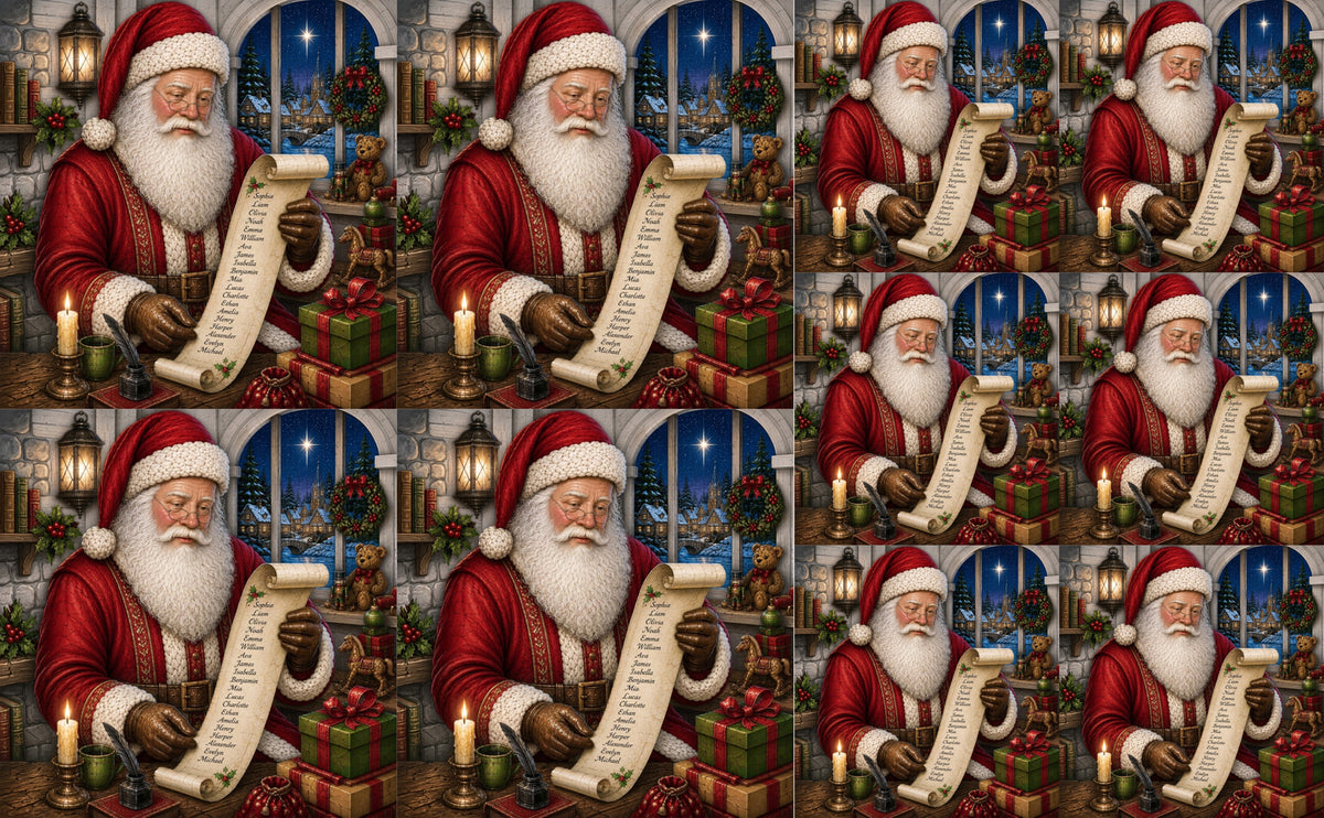 DecoCraft - Studio 1375 - Scenic Tiles Series - Vintage Santa - Checking it Twice