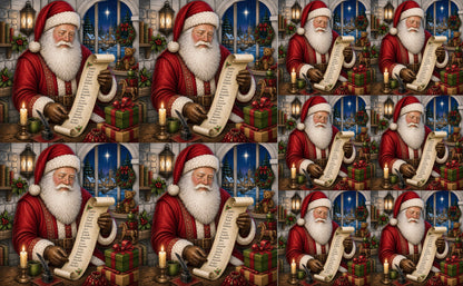 DecoCraft - Studio 1375 - Scenic Tiles Series - Vintage Santa - Checking it Twice