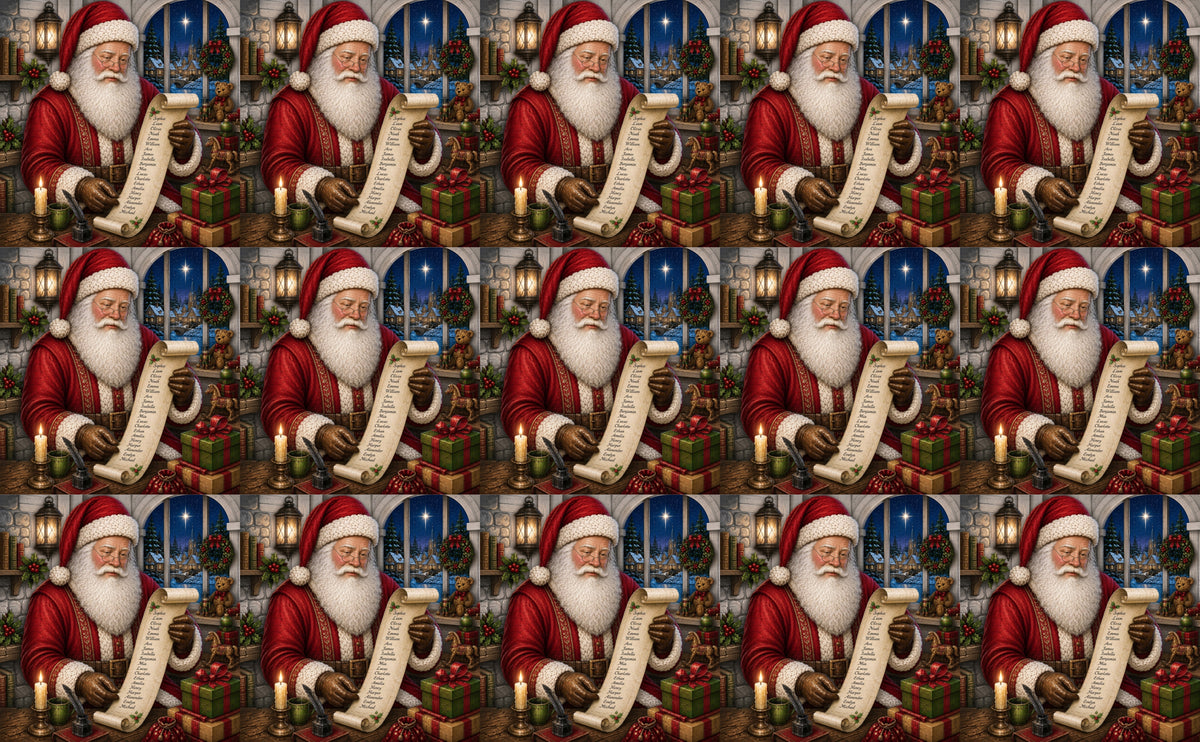 DecoCraft - Studio 1375 - Scenic Tiles Series - Vintage Santa - Checking it Twice