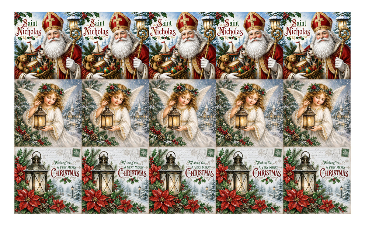 DecoCraft - Studio 1375 - Scenic Tiles Series - Christmas Postcards - Assortment I