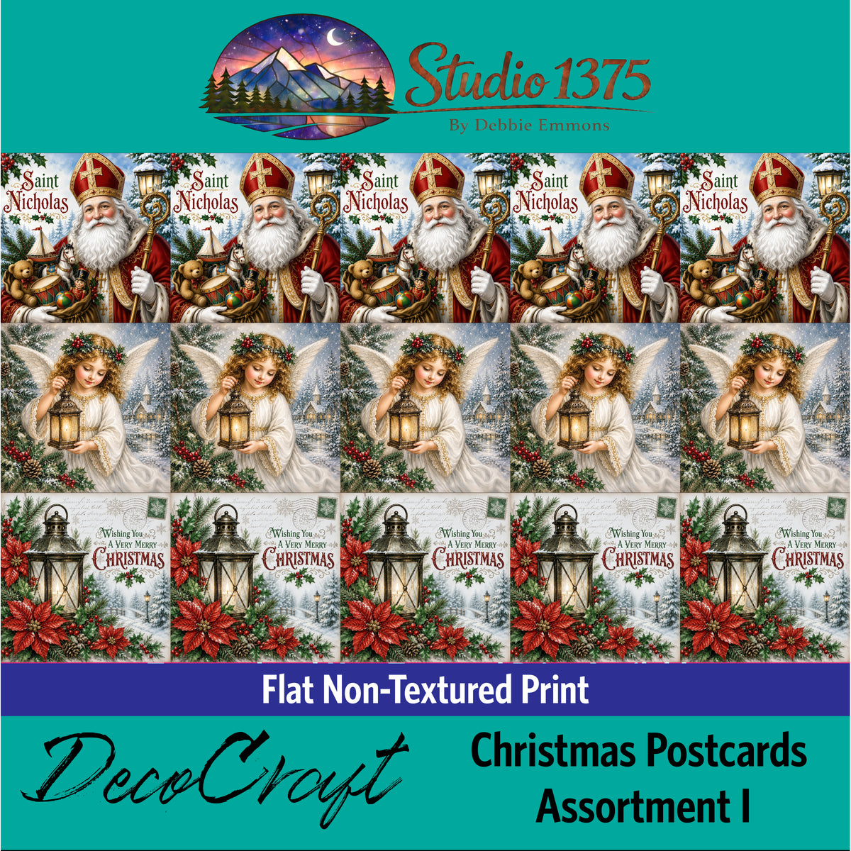 DecoCraft - Studio 1375 - Scenic Tiles Series - Christmas Postcards - Assortment I