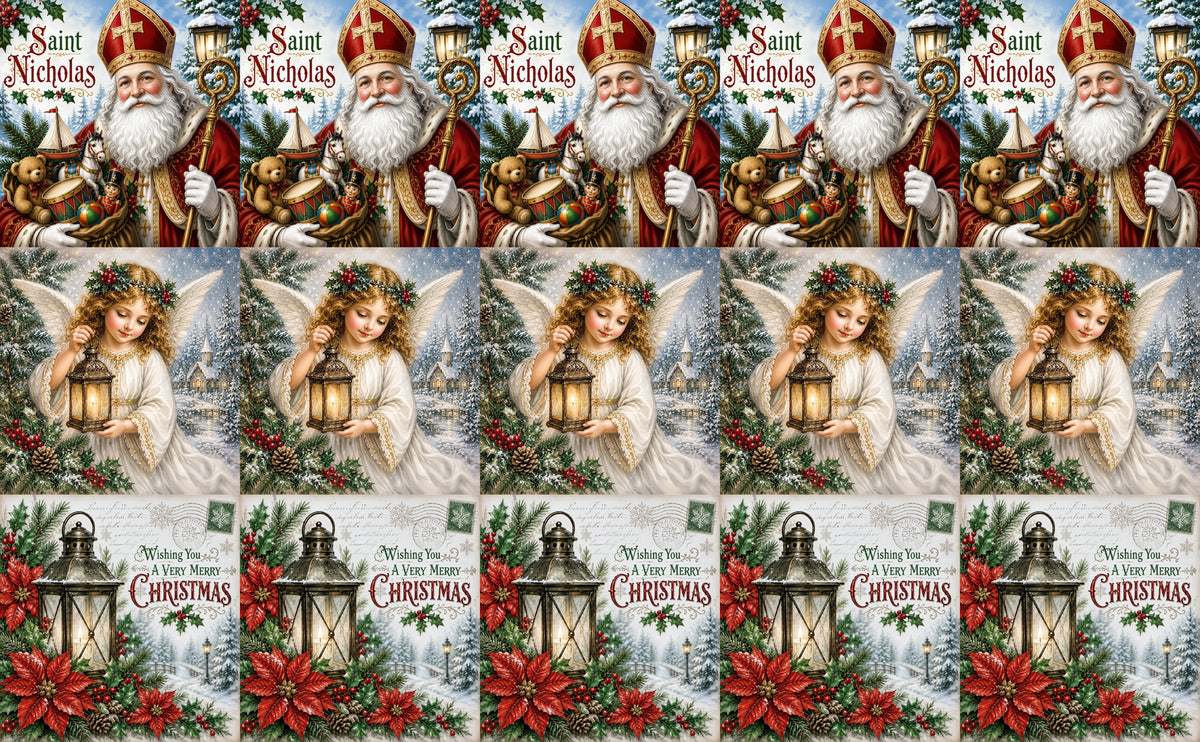 DecoCraft - Studio 1375 - Scenic Tiles Series - Christmas Postcards - Assortment I