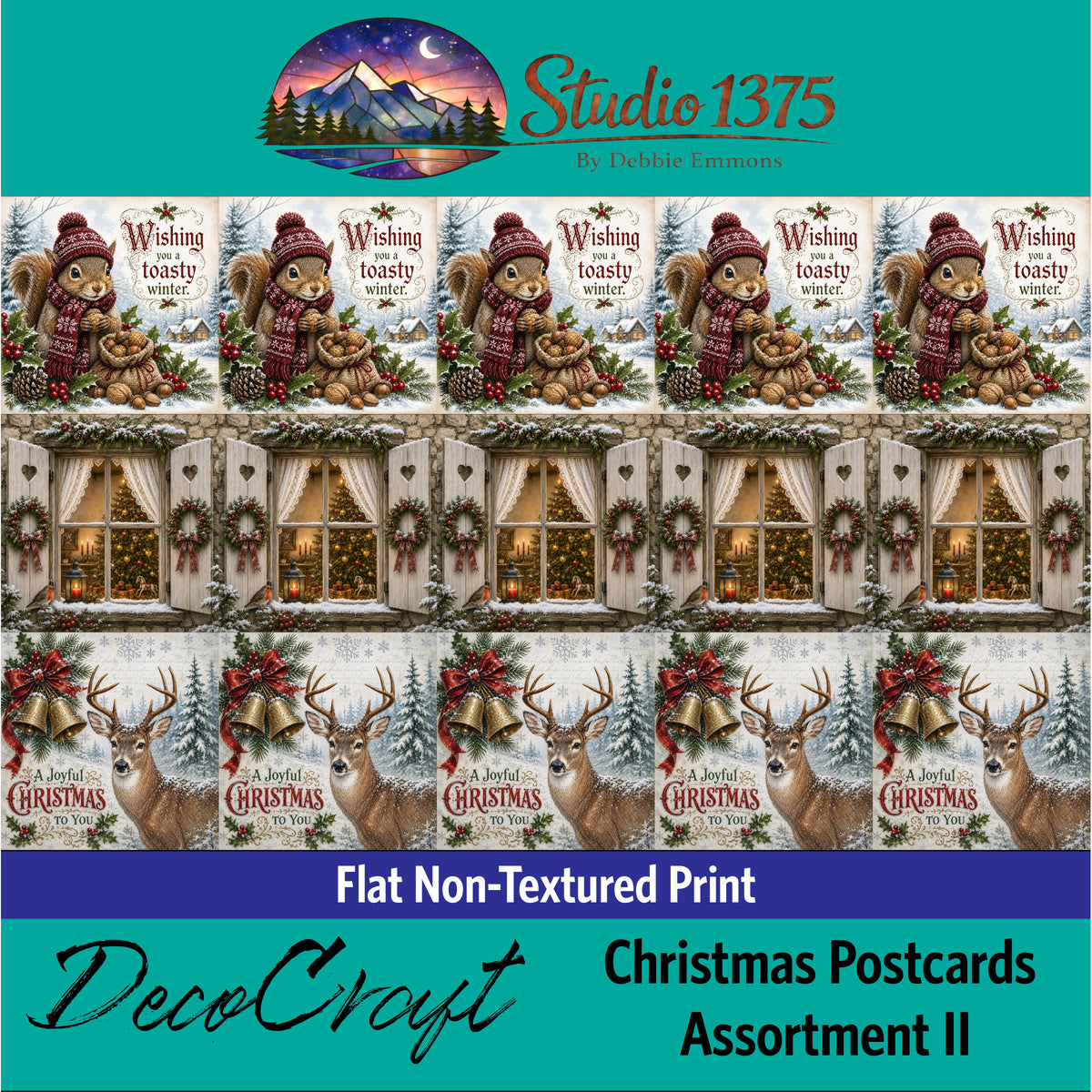 DecoCraft - Studio 1375 - Scenic Tiles Series - Christmas Postcards - Assortment II