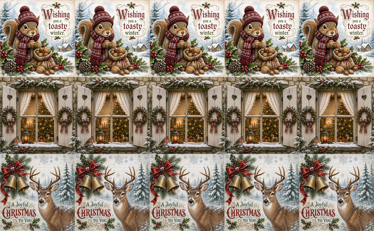 DecoCraft - Studio 1375 - Scenic Tiles Series - Christmas Postcards - Assortment II