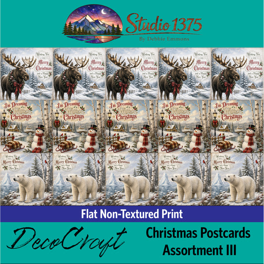 DecoCraft - Studio 1375 - Scenic Tiles Series - Christmas Postcards - Assortment III