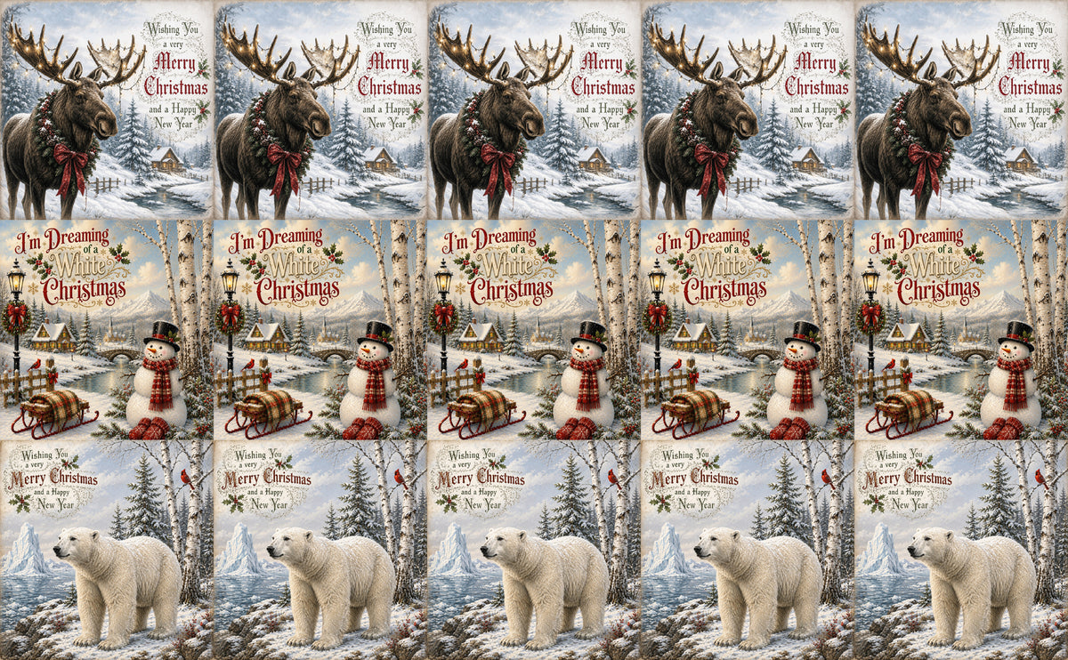 DecoCraft - Studio 1375 - Scenic Tiles Series - Christmas Postcards - Assortment III