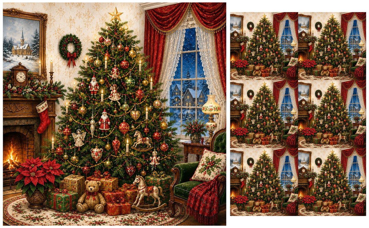 DecoCraft - Studio 1375 - Scenic Tiles Series - Christmas Eve in the Parlor