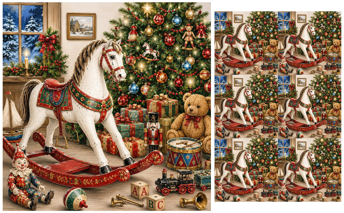 DecoCraft - Studio 1375 - Scenic Tiles Series - The Christmas Rocking Horse
