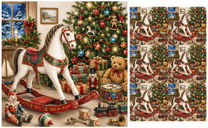 DecoCraft - Studio 1375 - Scenic Tiles Series - The Christmas Rocking Horse