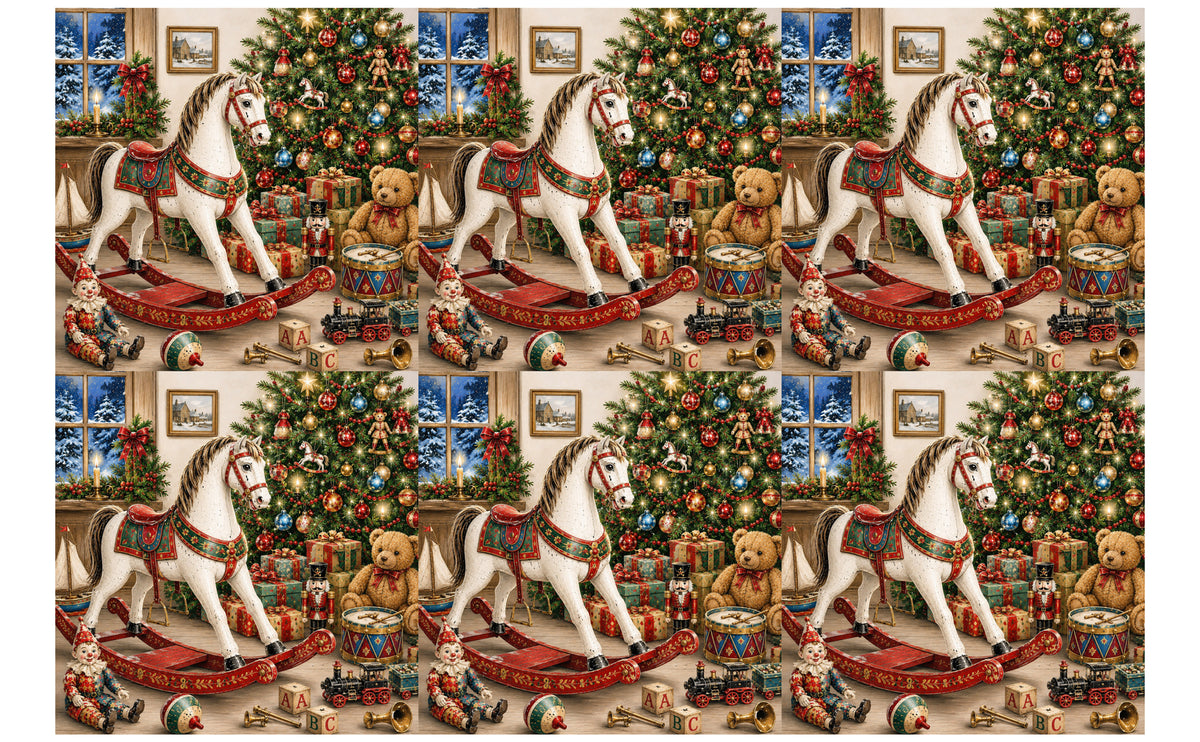 DecoCraft - Studio 1375 - Scenic Tiles Series - The Christmas Rocking Horse