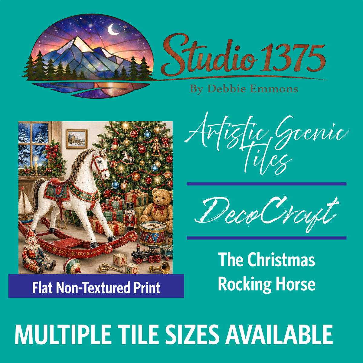 DecoCraft - Studio 1375 - Scenic Tiles Series - The Christmas Rocking Horse