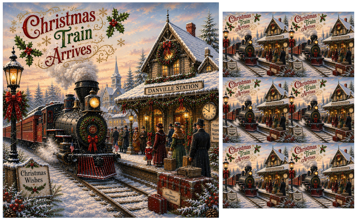 DecoCraft - Studio 1375 - Scenic Tiles Series - The Christmas Train Arrives