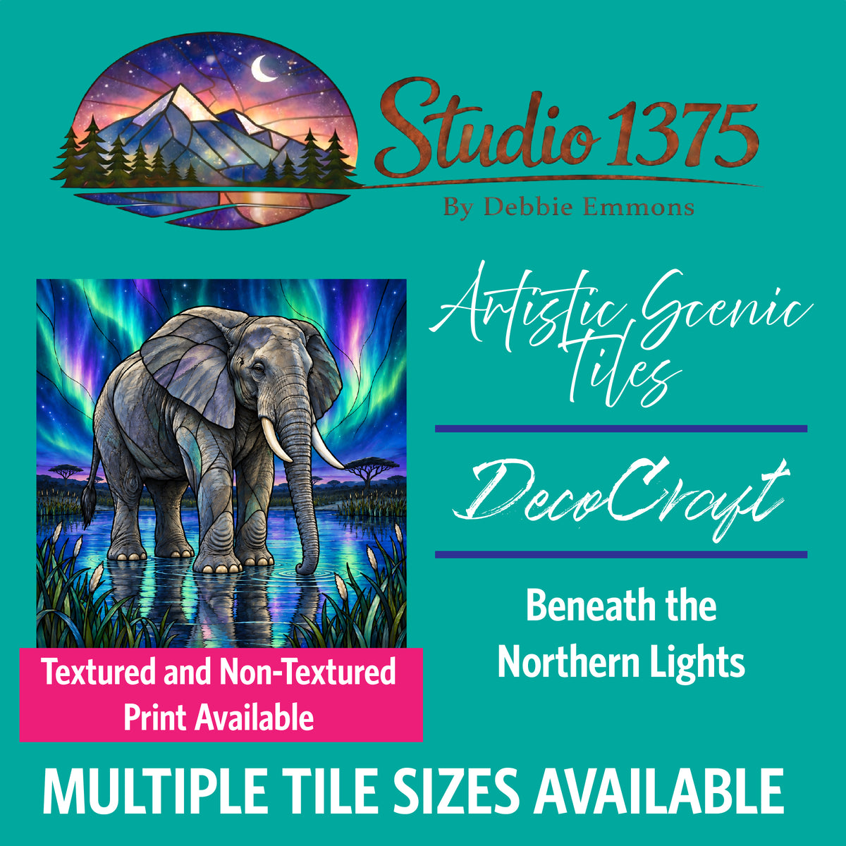 DecoCraft - Studio 1375 - Scenic Elevated Texture Tiles - Beneath the Northern Lights