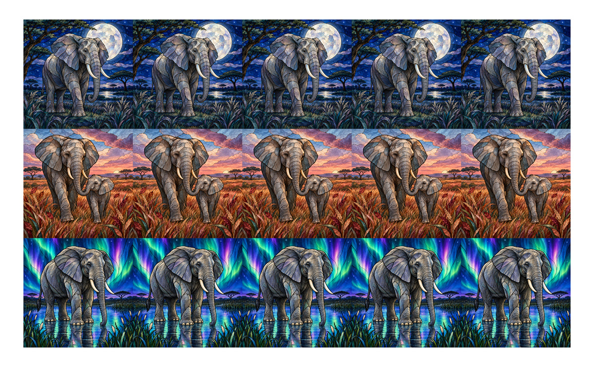 DecoCraft - Studio 1375 - Scenic Elevated Texture Tiles - Majestic Elephants - Assortment