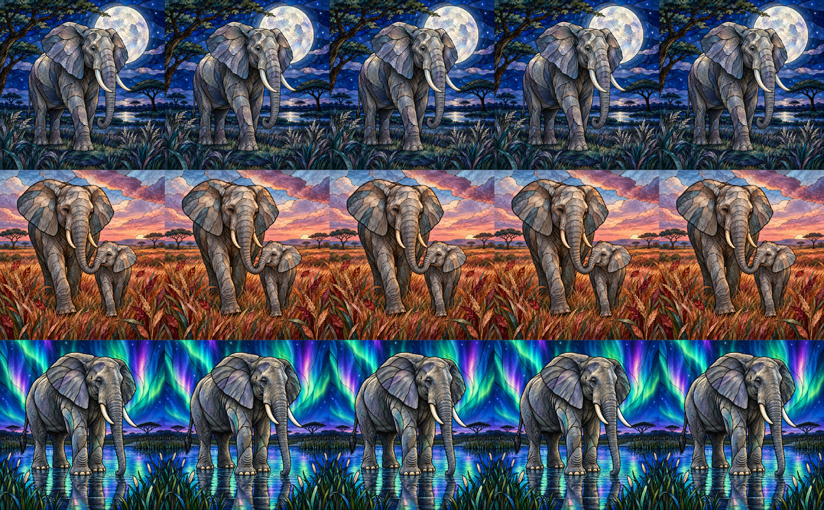 DecoCraft - Studio 1375 - Scenic Elevated Texture Tiles - Majestic Elephants - Assortment