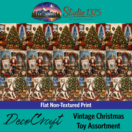 DecoCraft - Studio 1375 - Scenic Tiles Series - Vintage Christmas - Toy Assortment