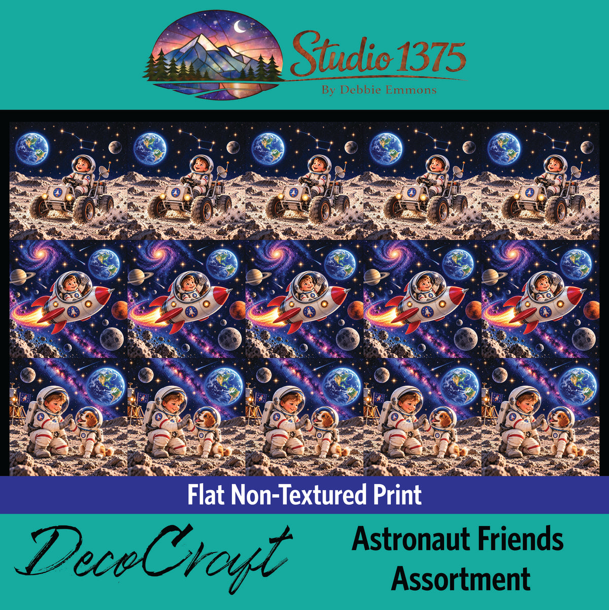 DecoCraft - Studio 1375 - Scenic Tiles Series - Astronaut Friends
