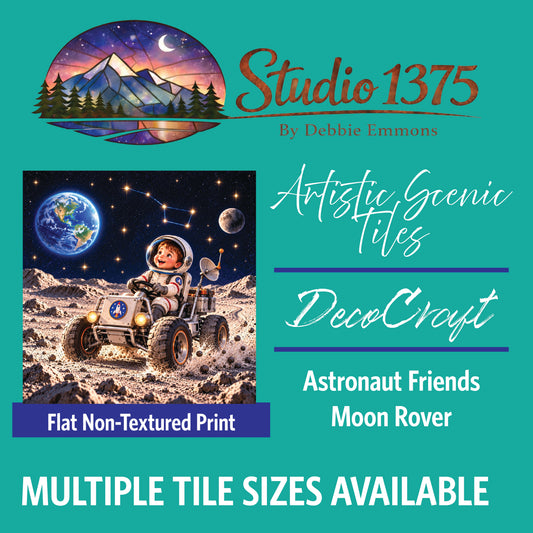 DecoCraft - Studio 1375 - Scenic Tiles Series - Astronaut Friends - Moon Rover