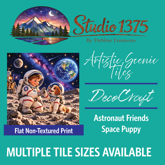 DecoCraft - Studio 1375 - Scenic Tiles Series - Astronaut Friends - Space Puppy