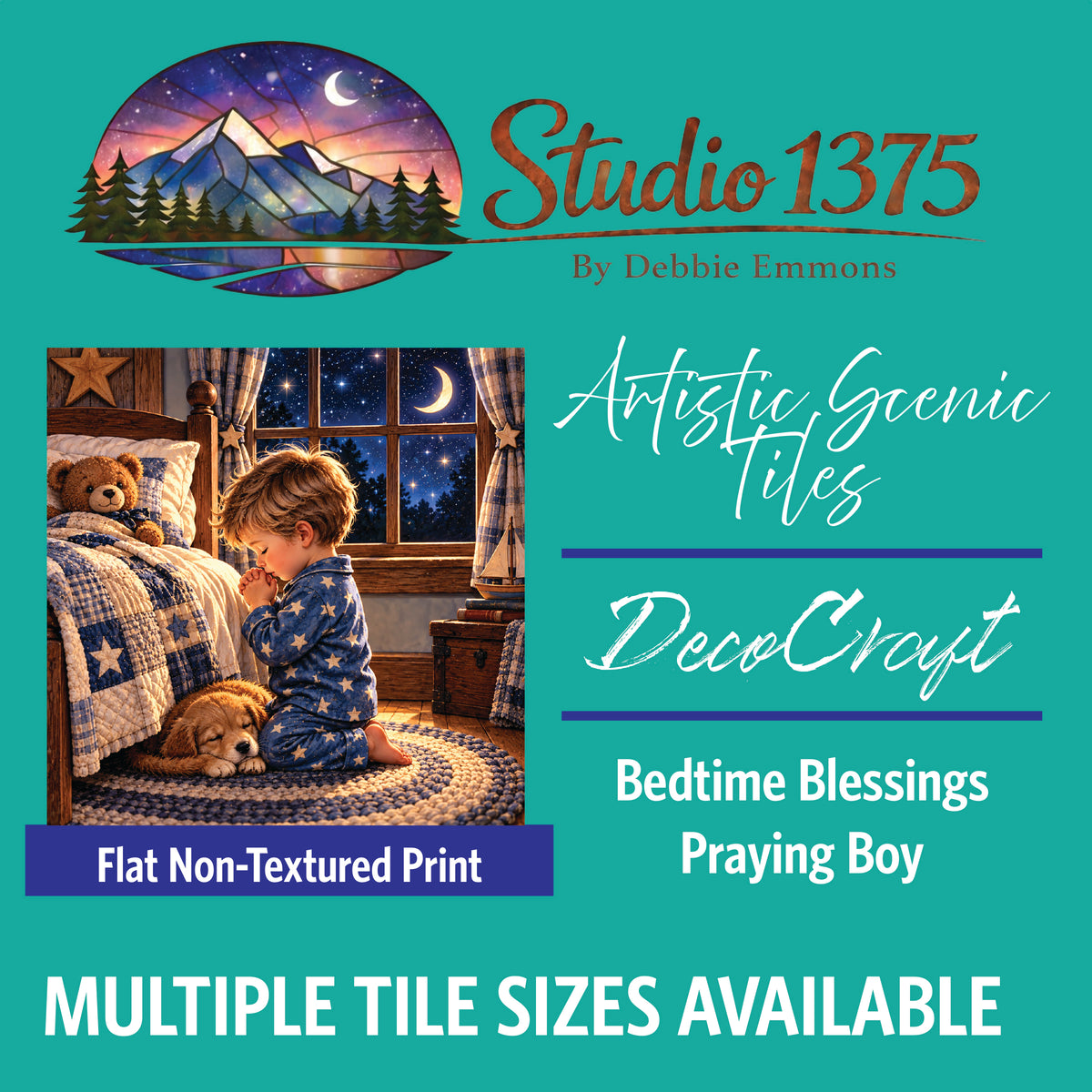 DecoCraft - Studio 1375 - Scenic Tiles Series - Bedtime Blessings - Praying Boy
