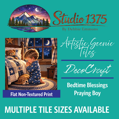 DecoCraft - Studio 1375 - Scenic Tiles Series - Bedtime Blessings - Praying Boy