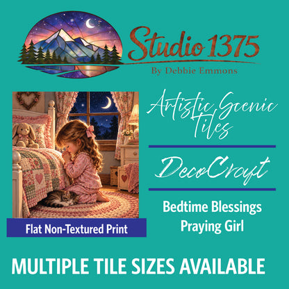 DecoCraft - Studio 1375 - Scenic Tiles Series - Bedtime Blessings - Praying Girl