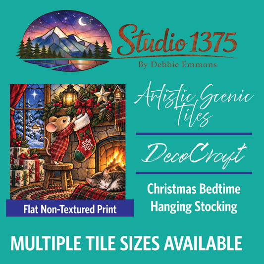 DecoCraft - Studio 1375 - Scenic Tiles Series - Christmas Bedtime - Handing Stocking