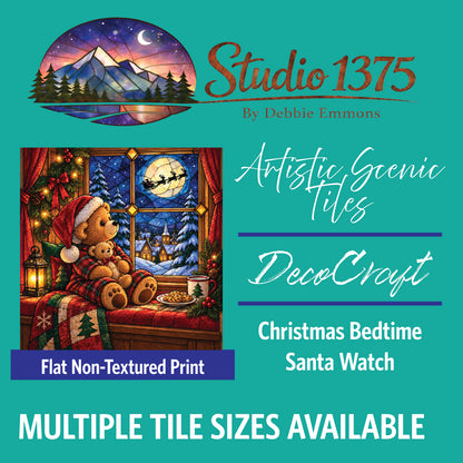 DecoCraft - Studio 1375 - Scenic Tiles Series - Christmas Bedtime - Santa Watch