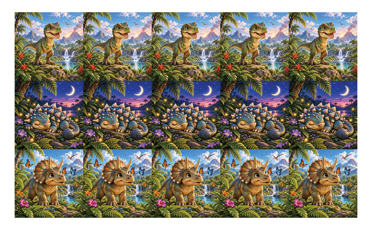 DecoCraft - Studio 1375 - Scenic Tiles Series - Dino Days Assortment