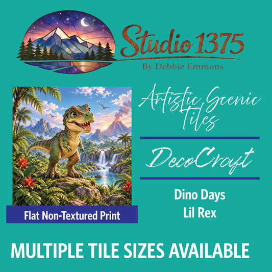 DecoCraft - Studio 1375 - Scenic Tiles Series - Christmas Bedtime -Dino Days - Lil Rex