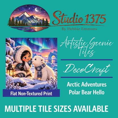 DecoCraft - Studio 1375 - Scenic Tiles Series - Arctic Adventures - Polar Bear Hello