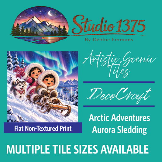 DecoCraft - Studio 1375 - Scenic Tiles Series - Arctic Adventures - Aurora Sledding
